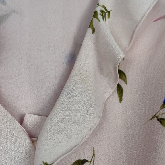 Vtg Peplum Ruffle Top 14 Large Powder Pink Floral Fairy Coquette Soft Grunge Y2K - Picture 8 of 14